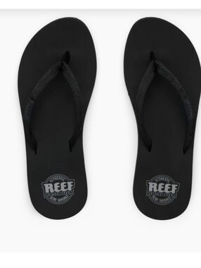 Reef Black Logo Flip Flops
